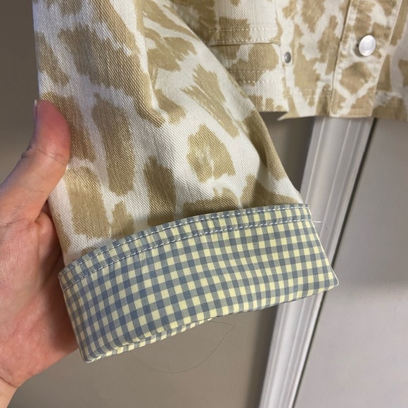 Maeve by Anthropologie jean jacket cropped animal print Large - Picture 8 of 11